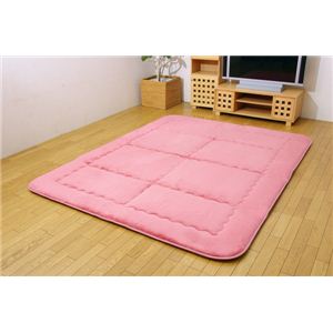 国産（日本製）固綿40mm使用 フランネル生地 ふっくら敷 『フラネルF敷』 ピンク 190×190cm 正方形（パイル長8mm）