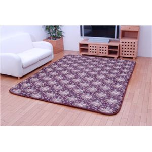国産（日本製）固綿40mm使用 エレガンス柄 ふっくら敷 『エリーゼF敷』 ブラウン 190×240cm 長方形