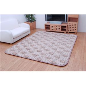 国産（日本製）固綿40mm使用 エレガンス柄 ふっくら敷 『エリーゼF敷』 アイボリー 190×240cm 長方形