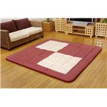 国産（日本製）固綿40mm使用 綿プリント生地 ふっくら敷 『スージーIY F敷』 ローズ 190×190cm 正方形