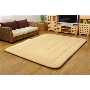 国産（日本製）固綿40mm使用 タオル生地 ふっくら敷 『DXライトF敷』 ベージュ 190×240cm 長方形