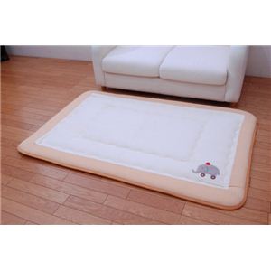 国産（日本製）固綿40mm使用 タオル地 ふっくら敷 『エルマーF敷』 100×150cm（ゾウ刺繍入り）