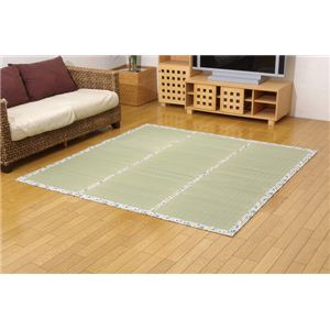 い草ラグカーペット 夏用 『D×小梅』 ブルー 約180×240cm（裏：不織布）