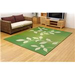 純国産/日本製 い草ラグカーペット 夏用 『Fリーフ』 グリーン 約191×250cm（裏：ウレタン）