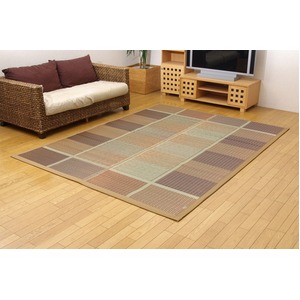 純国産/日本製 い草ラグカーペット 夏用 『FUBUKI』 ブラウン 約191×250cm