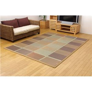 純国産/日本製 い草ラグカーペット 夏用 『（F）FUBUKI』 ブラウン 約191×250cm（裏：ウレタン）