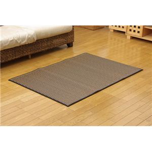 純国産/日本製 い草ラグカーペット 夏用 『Fソリッド』 ダークブラウン 約87×130cm（裏：ウレタン）