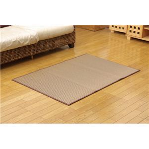 純国産/日本製 い草ラグカーペット 夏用 『Fソリッド』 ライトブラウン 約87×130cm（裏：ウレタン）
