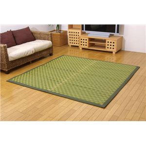 固わた20mm入り い草ラグカーペット 夏用 『硬綿リオNS』 グリーン 約191×191cm