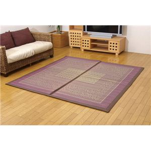 低反発ウレタン15mm入り い草ラグカーペット 夏用 『低反発ラッセル』 ワイン 約191×191cm　正方形