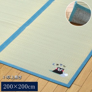 純国産/日本製 い草ラグカーペット 夏用 『くまモン 温泉』 約200×200cm 正方形
