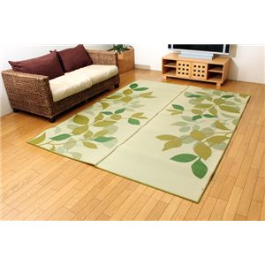 純国産/日本製 袋織 い草ラグカーペット 夏用 『Fブレス』 グリーン 約191×250cm（裏：ウレタン）