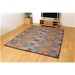 純国産/日本製 防音 ボリューム い草ラグ 夏用 『STアラジン』 ブルー 約191×250cm（裏：ソフトテック15mm）