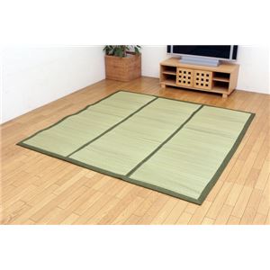 チップウレタン8mm入り い草ラグカーペット 夏用 『FCラサ』 グリーン 約200×250cm