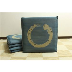 純国産/日本製 捺染返し い草座布団 『大関 5枚組』 ブルー 約55×55cm×5P