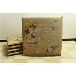 純国産/日本製 捺染返し い草座布団 『弥生 5枚組』 ブラウン 約60×60cm×5P