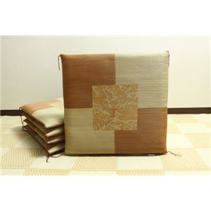 純国産/日本製 捺染返し い草座布団 『草美（くさび） 5枚組』 ブラウン 約55×55cm×5P