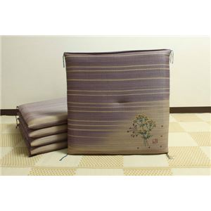 純国産/日本製 捺染返し い草座布団 『女郎花（おみなえし） 5枚組』 約55×55cm×5P
