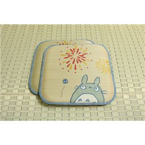 純国産/日本製 捺染アドラ い草座布団 『花火トトロ 2枚組』 約55×55cm×2P