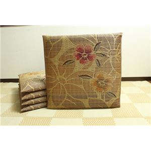 純国産/日本製 袋織 織込千鳥 い草座布団 『なでしこ 5枚組』 ベージュ 約60×60cm×5P