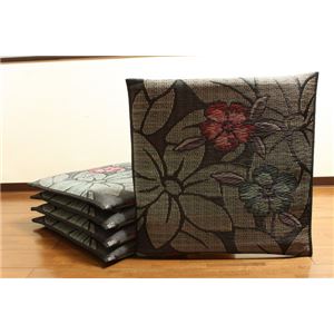純国産/日本製 袋織 織込千鳥 い草座布団 『なでしこ 5枚組』 ブルー 約60×60cm×5P