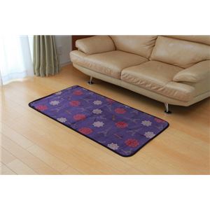 洗える ソフトな扁平糸使用 ルームマット 『パリス』 パープル 72×130cm（洗濯機丸洗い可能）