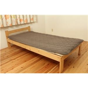 オーガニックコットン使用 敷パッド 『マドラス』 ブラウン セミダブル 120×205cm 綿100%