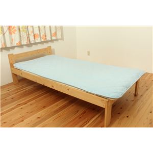オーガニックコットン使用 敷パッド 『マドラス』 ブルー ダブル 140×205cm 綿100%