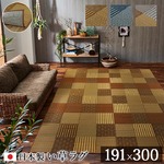 純国産/日本製 袋織 い草ラグカーペット 夏用 『D×京刺子』 ベージュ 約191×300cm（裏：不織布）