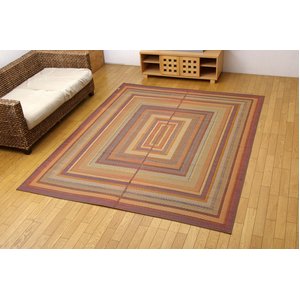 純国産/日本製 袋三重織 い草ラグカーペット 夏用 『D×グラデーション』 グリーン 約191×250cm（裏：不織布）
