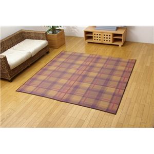 純国産/日本製 袋三重織 い草ラグカーペット 夏用 『Fボルケーノ』 ブラウン 約191×191cm（裏：ウレタン）