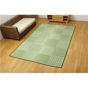 い草花ござ カーペット 『dkピース』 グリーン 江戸間3畳（約174×261cm）