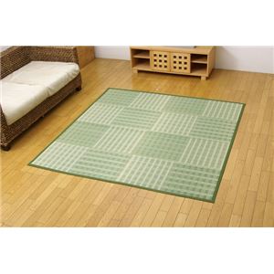 い草花ござ カーペット 『dkピース』 グリーン 江戸間8畳（約348×352cm）