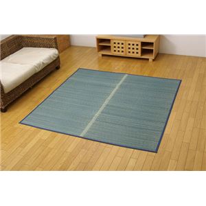 い草花ござ カーペット 『クルー』 ブルー 本間8畳（約382×382cm）