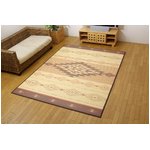 キリム柄プリント 竹カーペット 『DXキリム』 ローズ 180×240cm（中材：ウレタン）