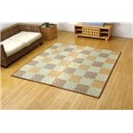 純国産/日本製 防音 ボリューム い草ラグ 夏用 『STクレスタ』 ブラウン 約191×250cm（裏：ソフトテック15mm） 