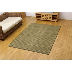 純国産/日本製 い草ラグカーペット 夏用 『Fバリアス』 グリーン 約191×191cm（裏：ウレタン）