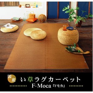 純国産/日本製 三重織 い草ラグカーペット 夏用 『Fモカ』 ブラウン 約191×191cm（裏：ウレタン）