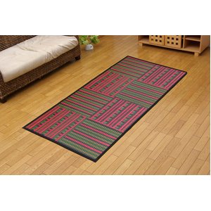 純国産/日本製 柳川段通 四重織 い草ラグカーペット 夏用 『ラスター』 レッド（赤） 約191×250cm