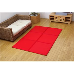【日本製】コンパクト カラージョイントマット 『プリズムU畳』 レッド（赤） 約67×67cm（6枚1セット）