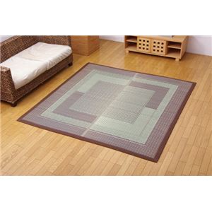 ウレタン8mm入り い草ラグカーペット 夏用 『F×ゼウス』 ブラウン 約191×191cm