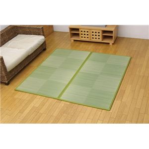 純国産 い草花ござ 『STノア』 グリーン 江戸間2畳（約174×174cm）(裏:ソフトテック15mm)