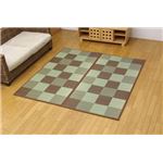 純国産 い草花ござ 『STブロック』 ブラウン 江戸間6畳（約261×352cm）(裏:ソフトテック15mm)