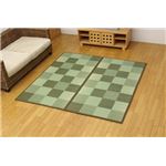 純国産 い草花ござ 『STブロック』 グリーン 江戸間4.5畳（約261×261cm）(裏:ソフトテック15mm)