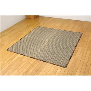 純国産 い草ラグカーペット 夏用 『Fダイヤ』 ブラウン 約174×174cm（裏:ウレタン）