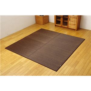 純国産 無地カラーい草ラグカーペット 夏用 『Fプラード』 ブラウン 190×190cm