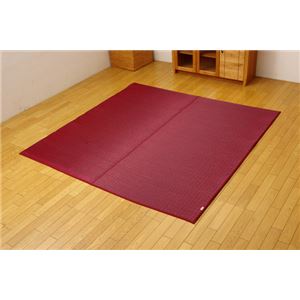純国産 無地カラーい草ラグカーペット 夏用 『Fプラード』 レッド 190×250cm