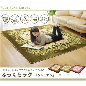 王朝柄 ラグ 長方形大 『シャルマン』 ボリュームタイプ ブラウン 200×300cm