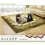 王朝柄 ラグ 長方形大 『シャルマン』 ボリュームタイプ ブラウン 200×300cm