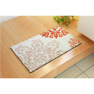 玄関マット 室内/屋内用 マイクロファイバー 北欧調 『ニール』 オレンジ 約55×85cm 滑りにくい加工